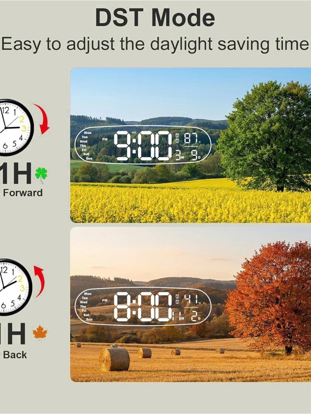 Large LED Digital Wall Clock - Multi-Color Display - Picture 5 of 12